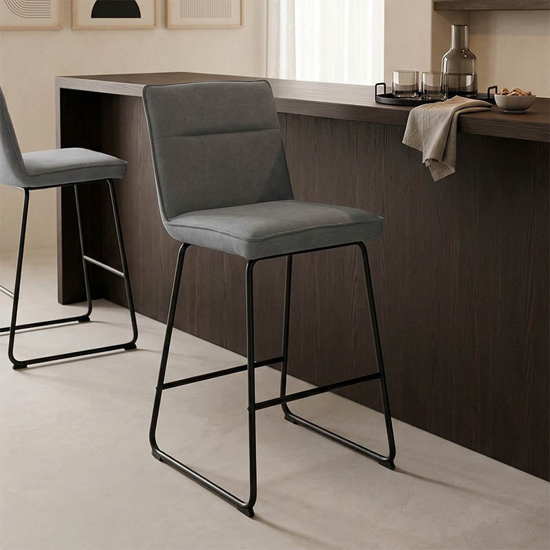 Bar stool Essential grey fabric-black metal leg 53x64.5x107cm