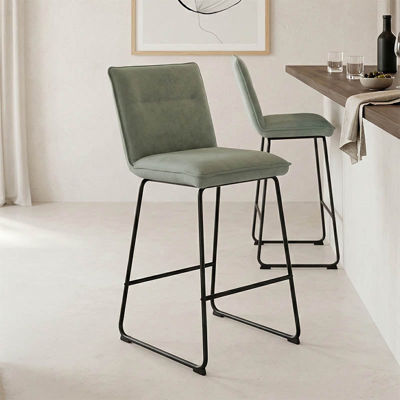 Bar stool Essential chaki fabric-black metal leg 53x64.5x107cm