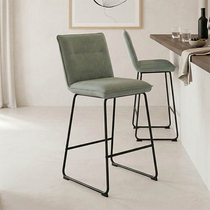 Bar stool Essential chaki fabric-black metal leg 53x64.5x107cm
