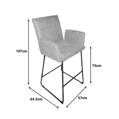 Bar stool Essential black fabric-black metal leg 57x64.5x107cm