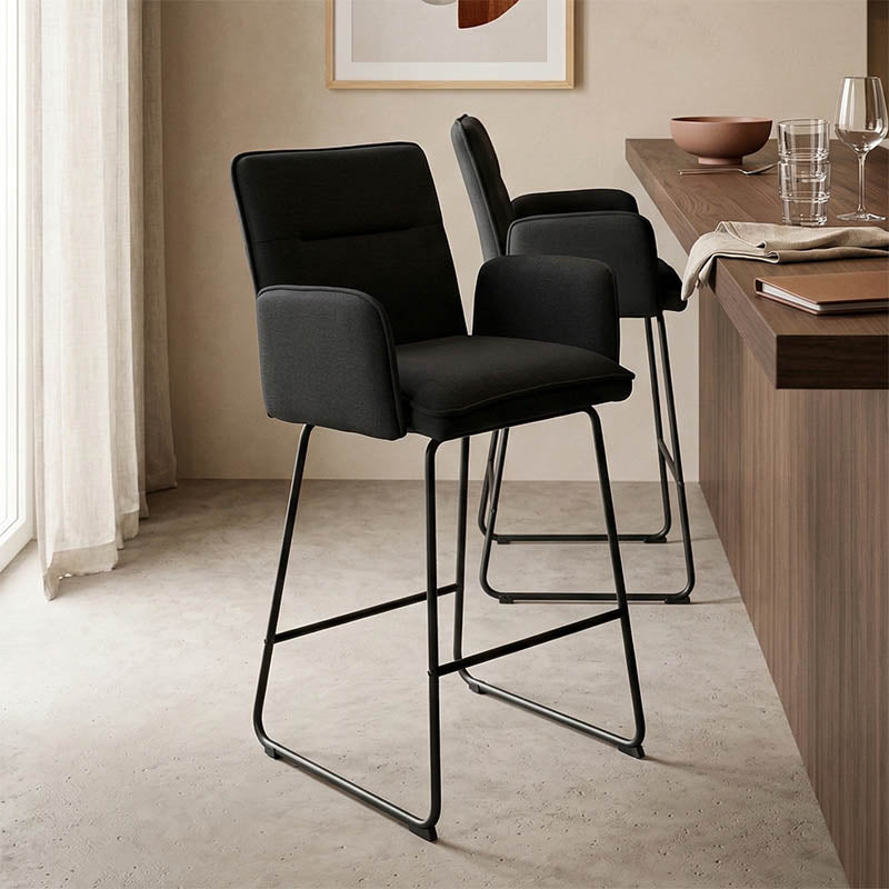 Bar stool Essential black fabric-black metal leg 57x64.5x107cm