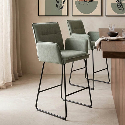 Bar stool Essential chaki fabric-black metal leg 57x64.5x107cm