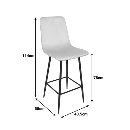 Grato bar-stool cypress green fabric-black metal leg 43.5x55x114cm