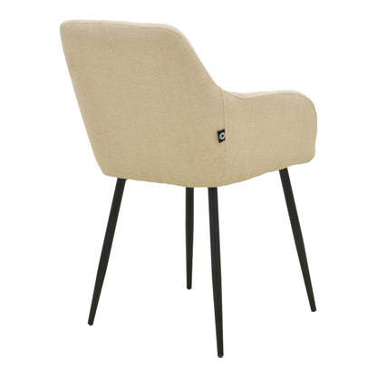 Zerfia chair beige fabric-black metal leg 43x59.5x85cm