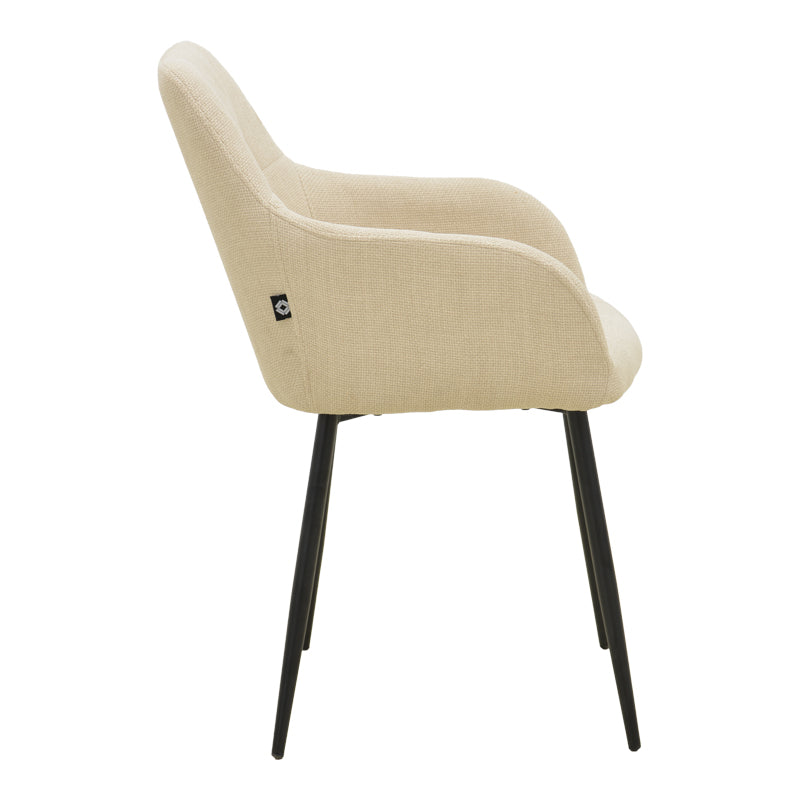 Zerfia chair beige fabric-black metal leg 43x59.5x85cm