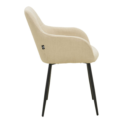 Zerfia chair beige fabric-black metal leg 43x59.5x85cm