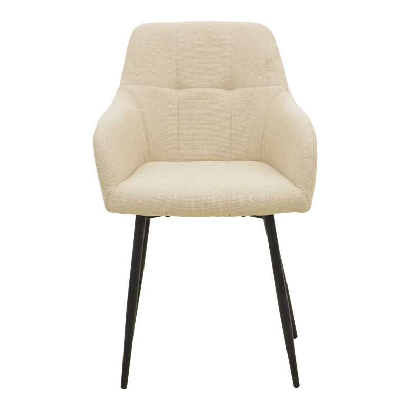 Zerfia chair beige fabric-black metal leg 43x59.5x85cm