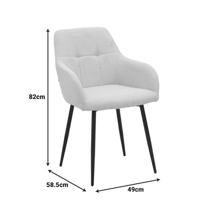 Zerfia chair beige fabric-black metal leg 43x59.5x85cm