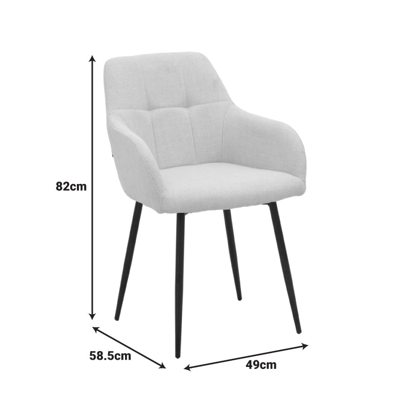 Zerfia chair beige fabric-black metal leg 43x59.5x85cm