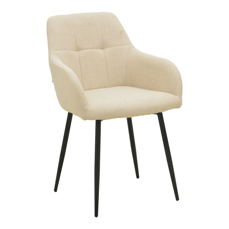 Zerfia chair beige fabric-black metal leg 43x59.5x85cm