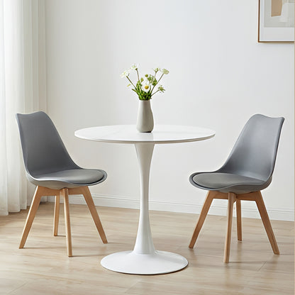 Balou table sintered stone in white marble look-white metal base D90x73cm