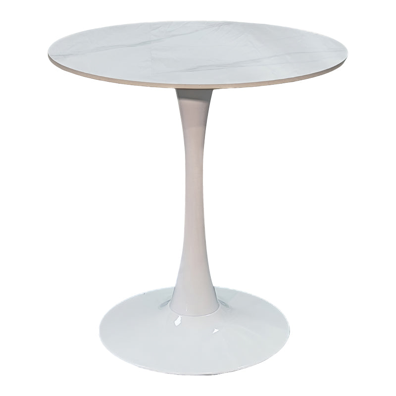 Balou table sintered stone in white marble look-white metal base D90x73cm