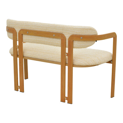 2-seater Berdona beige fabric-natural color metal leg 120x47x78cm