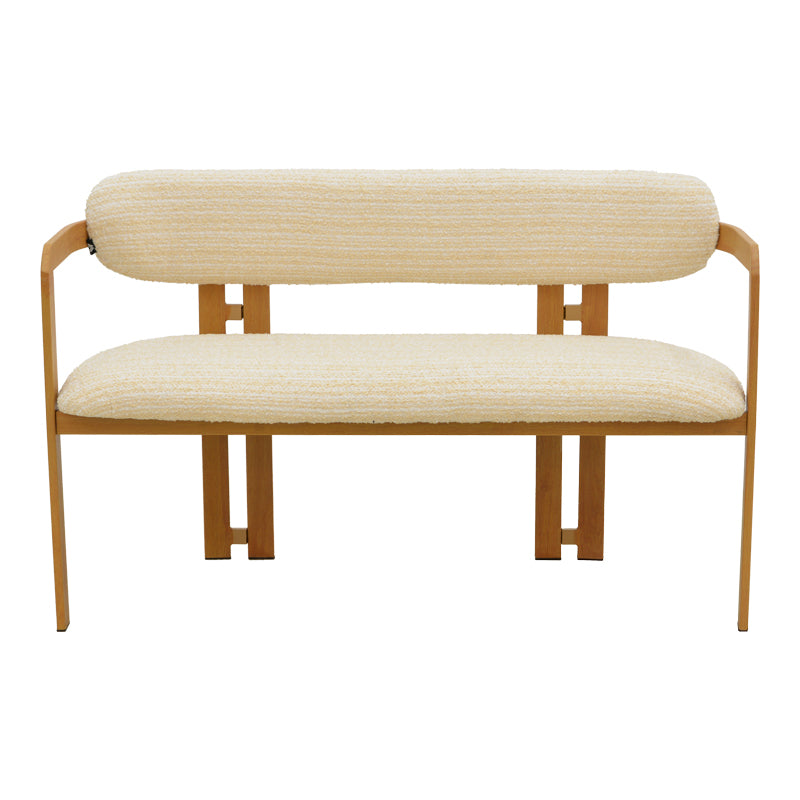 2-seater Berdona beige fabric-natural color metal leg 120x47x78cm
