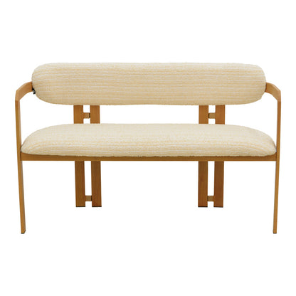2-seater Berdona beige fabric-natural color metal leg 120x47x78cm