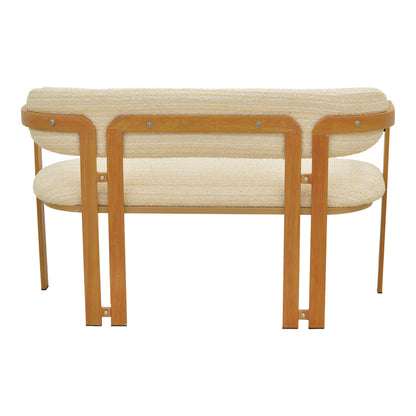 2-seater Berdona beige fabric-natural color metal leg 120x47x78cm