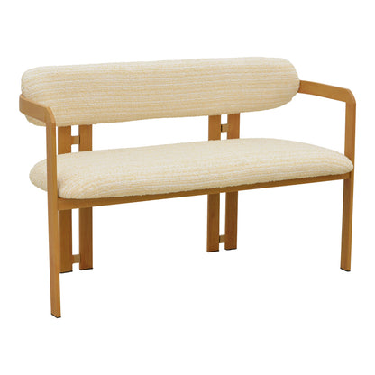 2-seater Berdona beige fabric-natural color metal leg 120x47x78cm