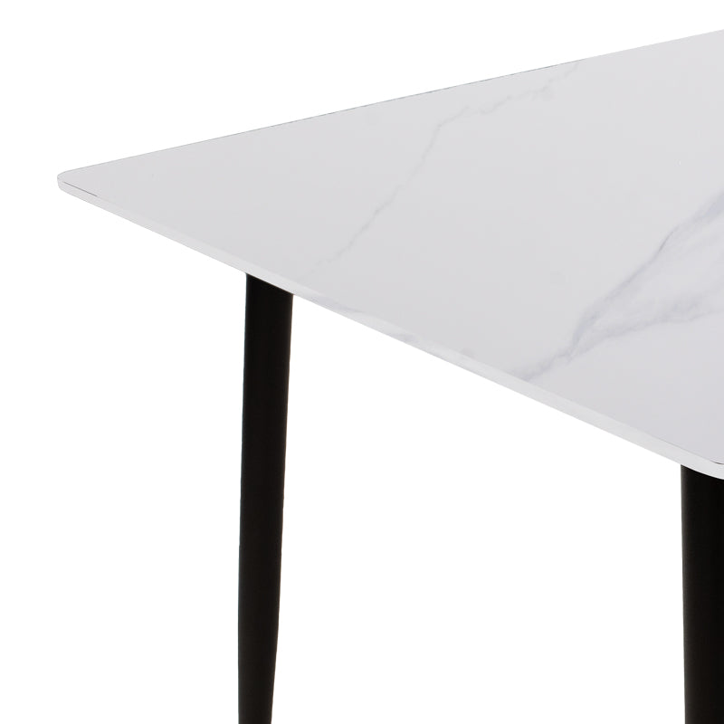 Gustas table white marble sintered stone-black metal 160x80x76cm