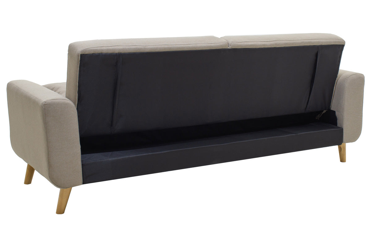 2 seater sofa-bed  Carmelo pakoworld fabric beige-grey 214x80x86 cm