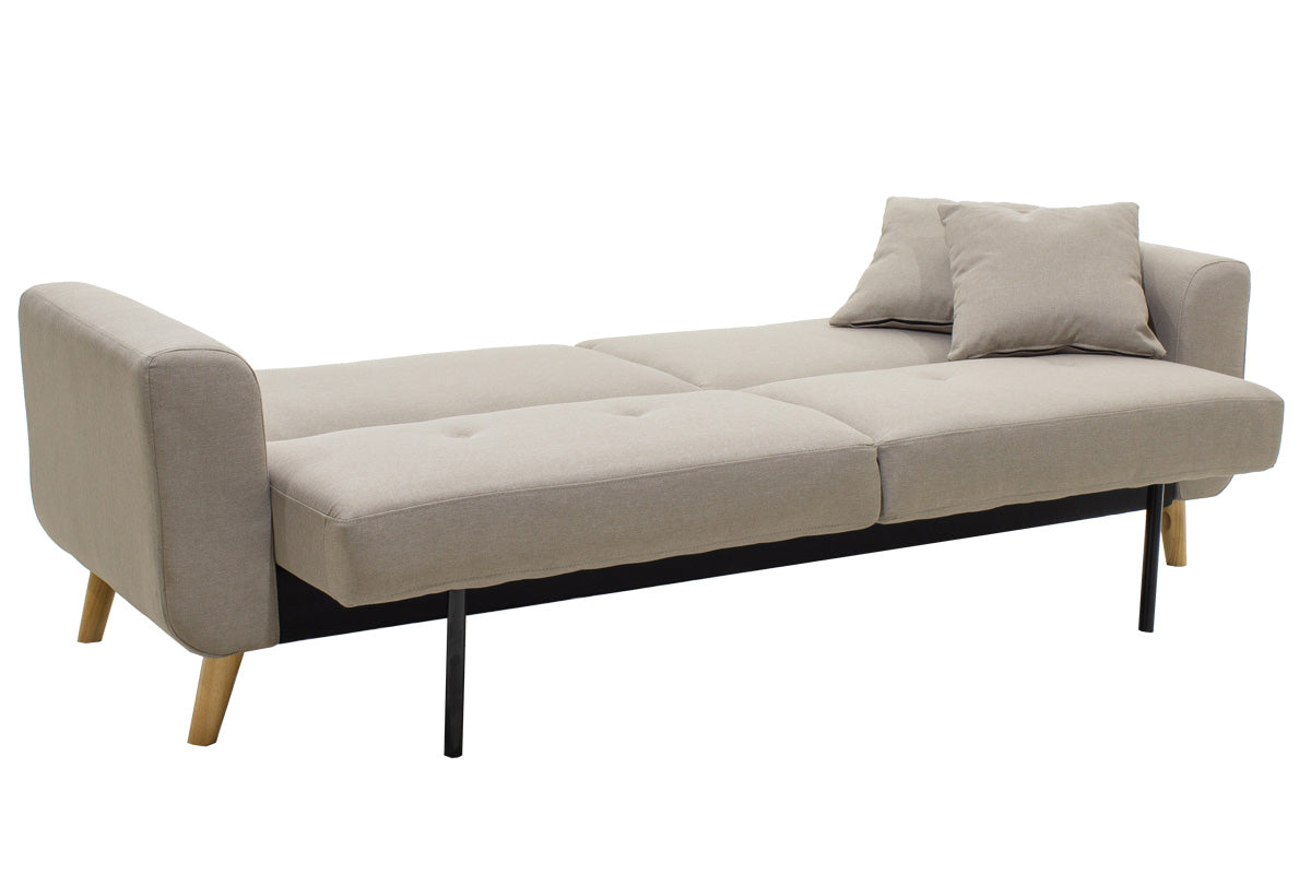 2 seater sofa-bed  Carmelo pakoworld fabric beige-grey 214x80x86 cm