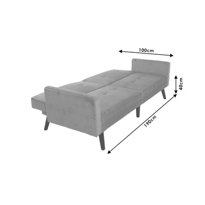 Sofa - bed Dream pakoworld with footstool velvet in grey-silver 209x157x80m