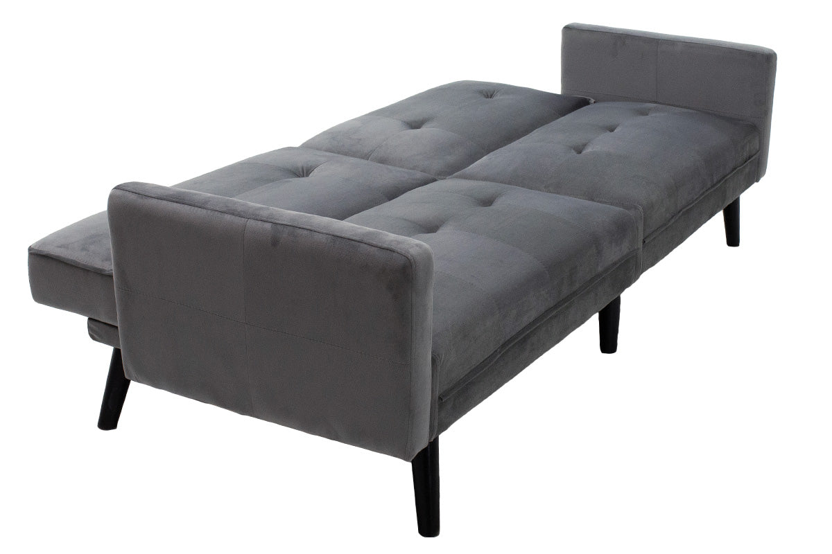 Sofa - bed Dream pakoworld with footstool velvet in grey-silver 209x157x80m