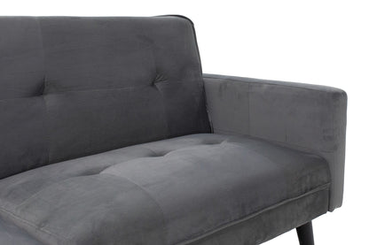 Sofa - bed Dream pakoworld with footstool velvet in grey-silver 209x157x80m