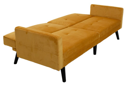 Sofa - bed Dream pakoworld with footstool velvet in yellow 209x157x80cm