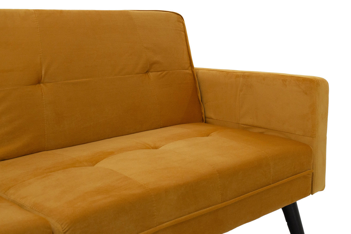 Sofa - bed Dream pakoworld with footstool velvet in yellow 209x157x80cm