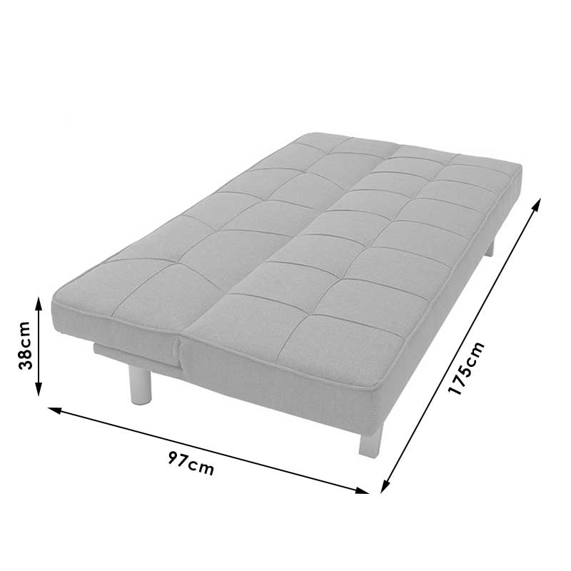 3 seater Sofa-bed Travis pakoworld with fabric in grey color 175x83x74cm