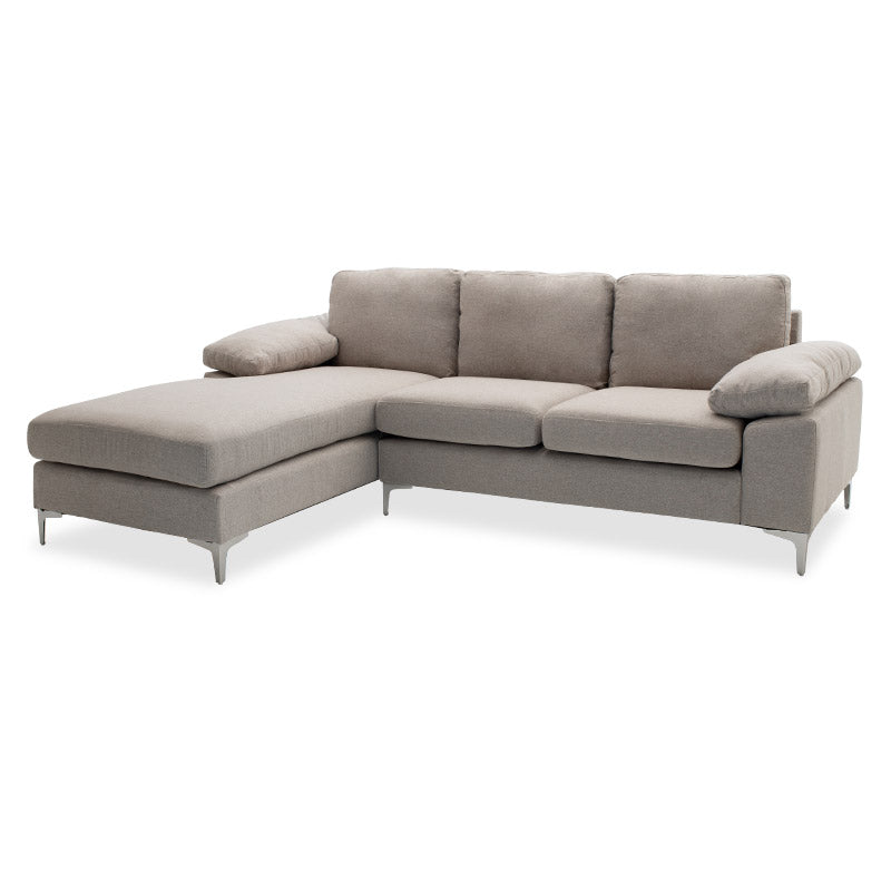 Corner sofa Cohen pakoworld with right corner fabric beige 240x159x83cm