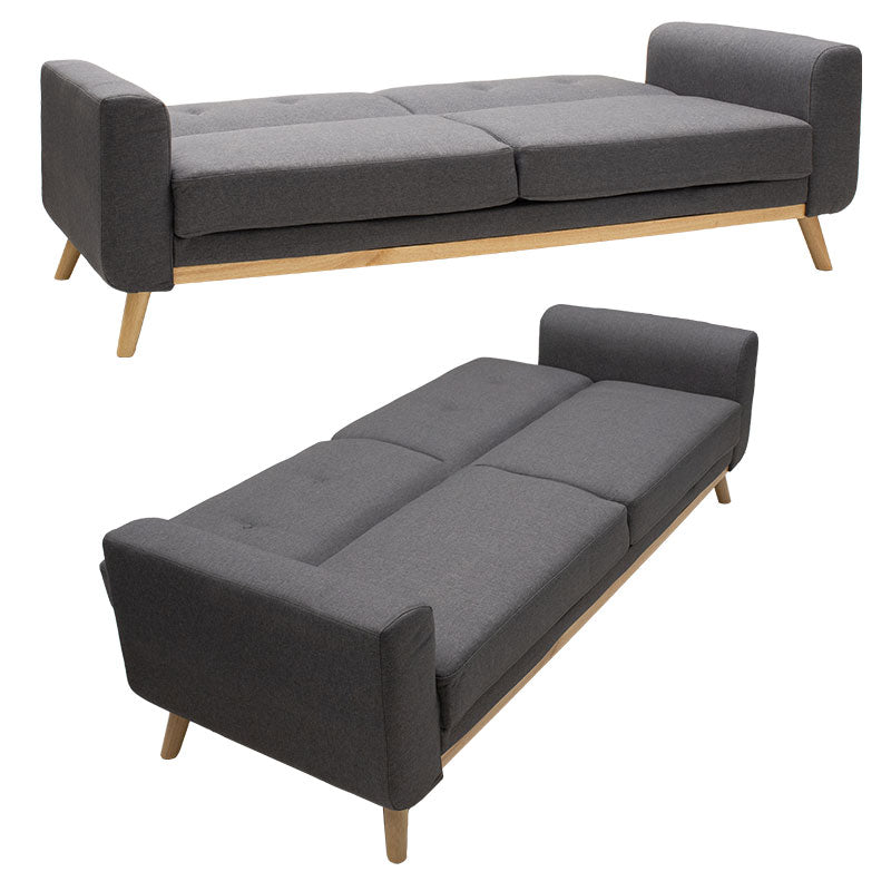 3 seated sofa-bed Carmelo Pakoworld dark grey fabric 214x80x86cm