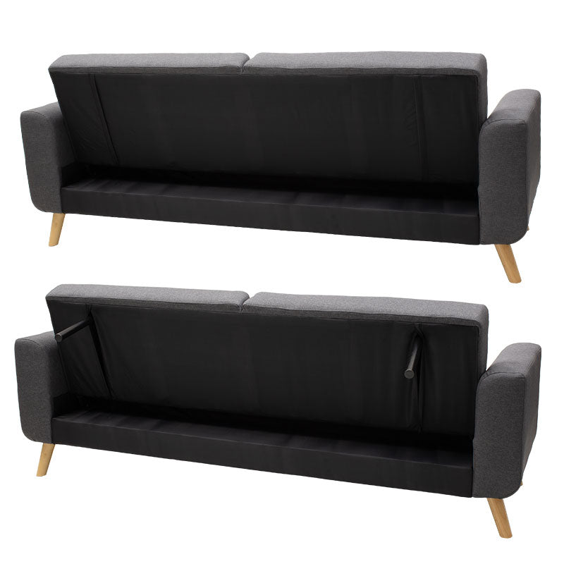 3 seated sofa-bed Carmelo Pakoworld dark grey fabric 214x80x86cm