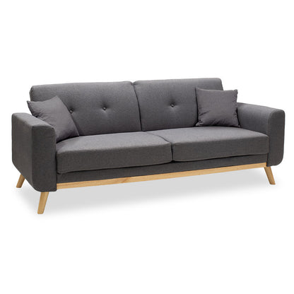 3 seated sofa-bed Carmelo Pakoworld dark grey fabric 214x80x86cm