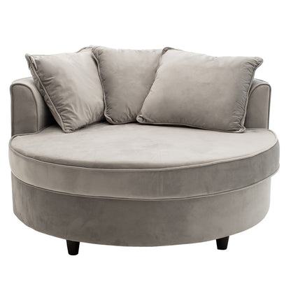 Armchair-sofa pakoworld sofa round in grey velvet 123x120x85cm