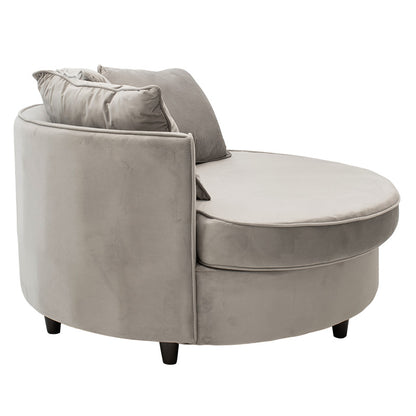 Armchair-sofa pakoworld sofa round in grey velvet 123x120x85cm