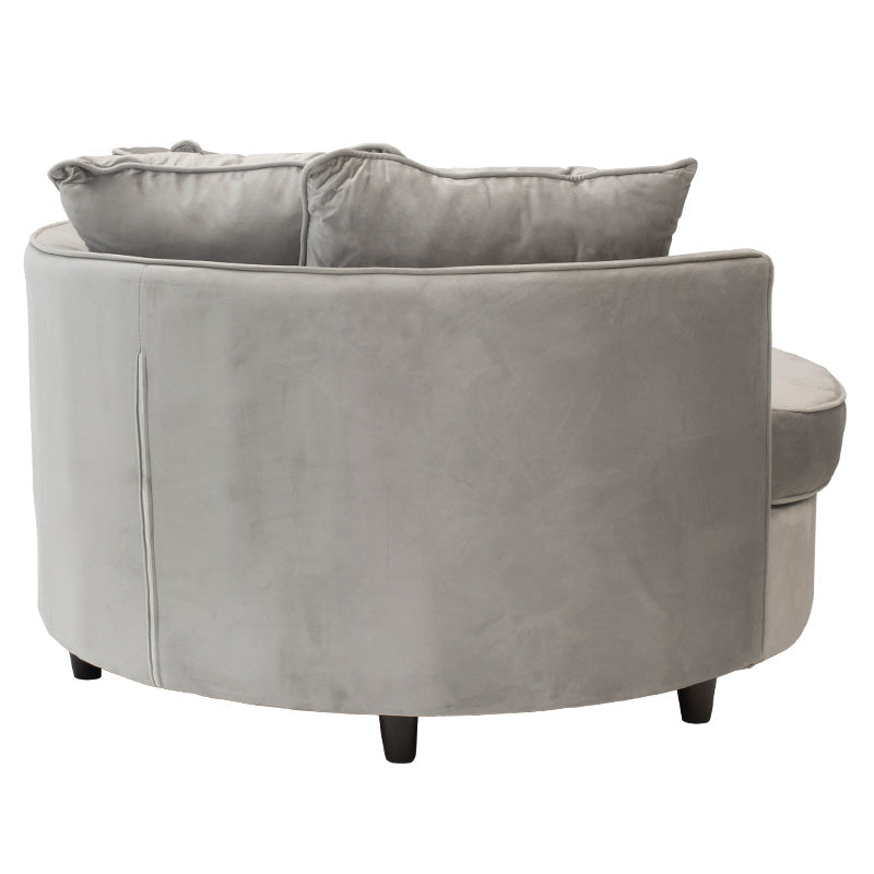 Armchair-sofa pakoworld sofa round in grey velvet 123x120x85cm