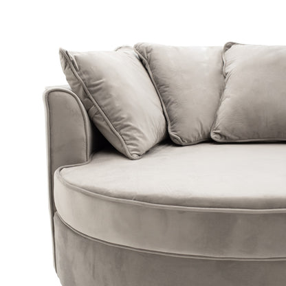 Armchair-sofa pakoworld sofa round in grey velvet 123x120x85cm