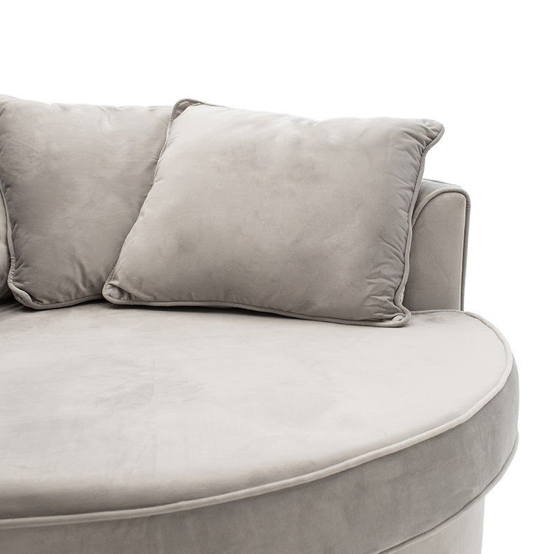 Armchair-sofa pakoworld sofa round in grey velvet 123x120x85cm