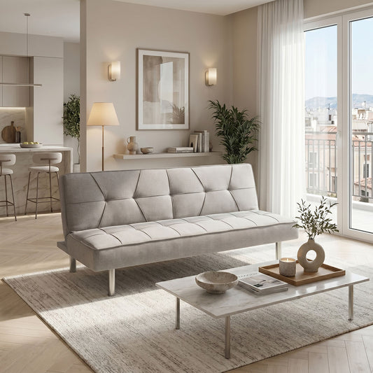 3 seater sofa-bed Travis with fabric in gray color 175x83x74cm
