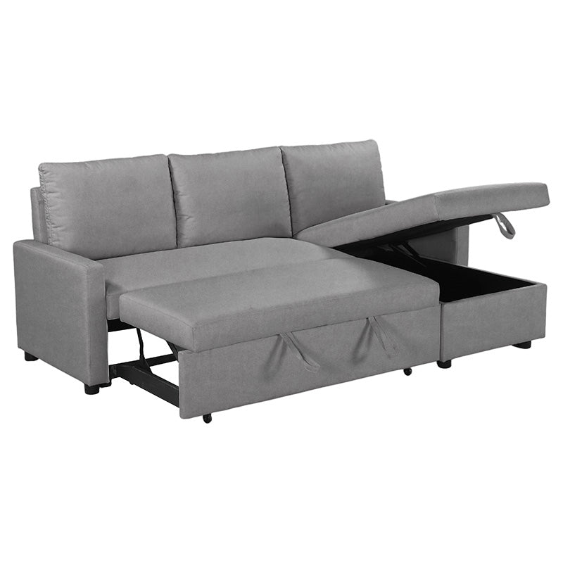 Corner sofa-bed Infuse pakoworld with storage space grey fabric 203x130x88 cm