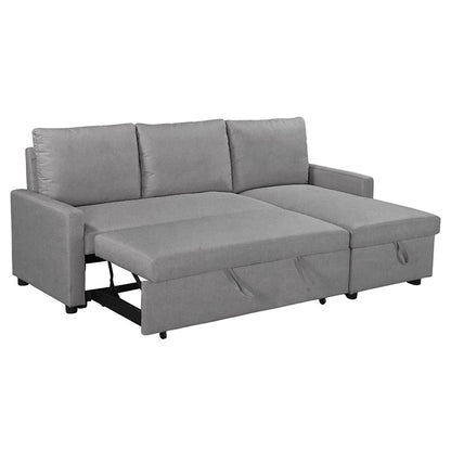 Corner sofa-bed Infuse pakoworld with storage space grey fabric 203x130x88 cm