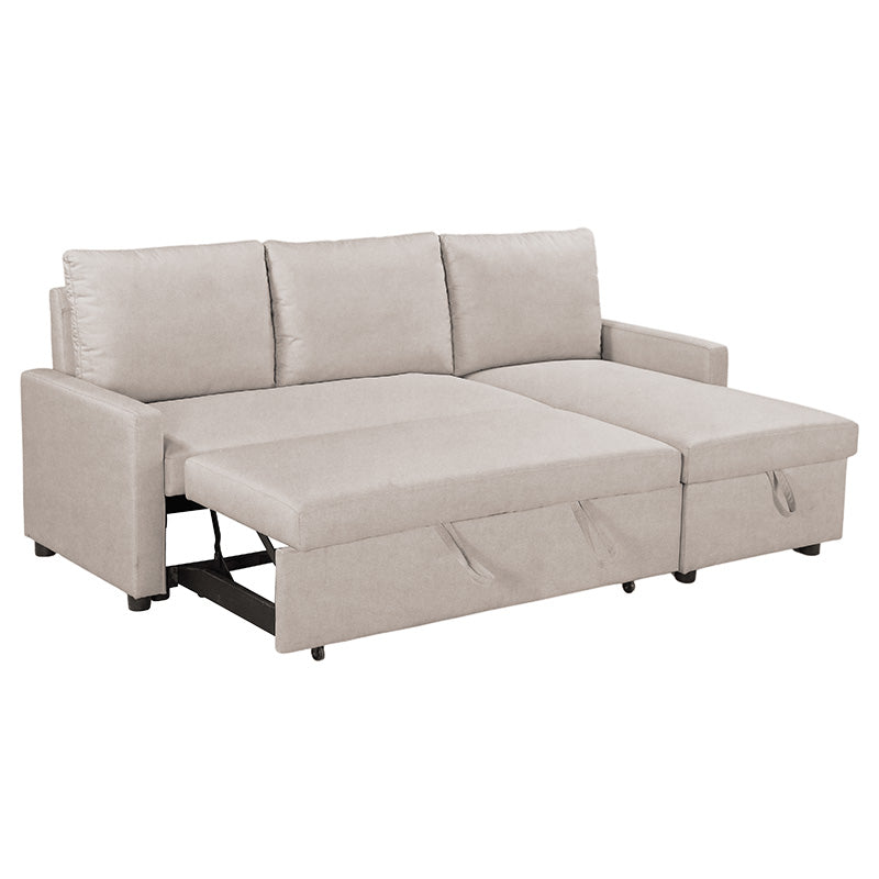 Corner reversible sofa-bed Infuse pakoworld with storage space beige fabric 203x130x88 cm