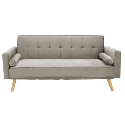 3 seater sofa-bed Success pakoworld velvet grey-beige 190x80x84 cm