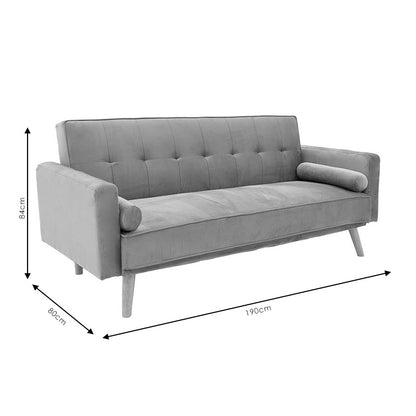 3 seater sofa-bed Success pakoworld velvet grey 190x80x84 cm