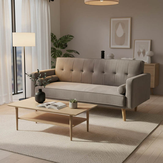 3 seater sofa-bed Success velvet grey-beige 190x80x84 cm
