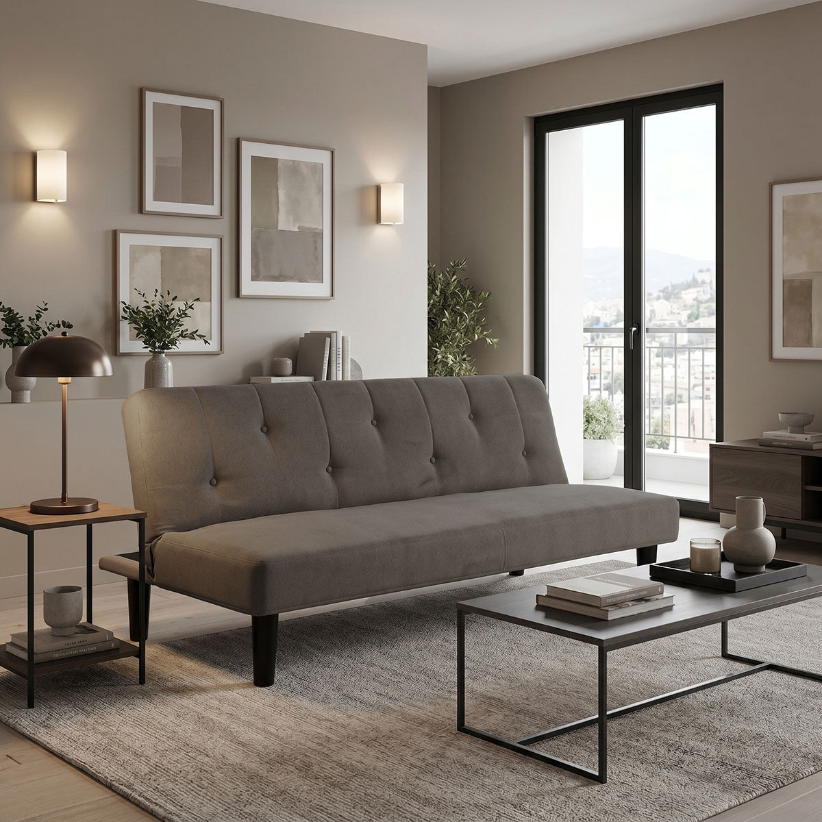 Sofa-bed Breathe pakoworld fabric anthracite 167x77x73 cm