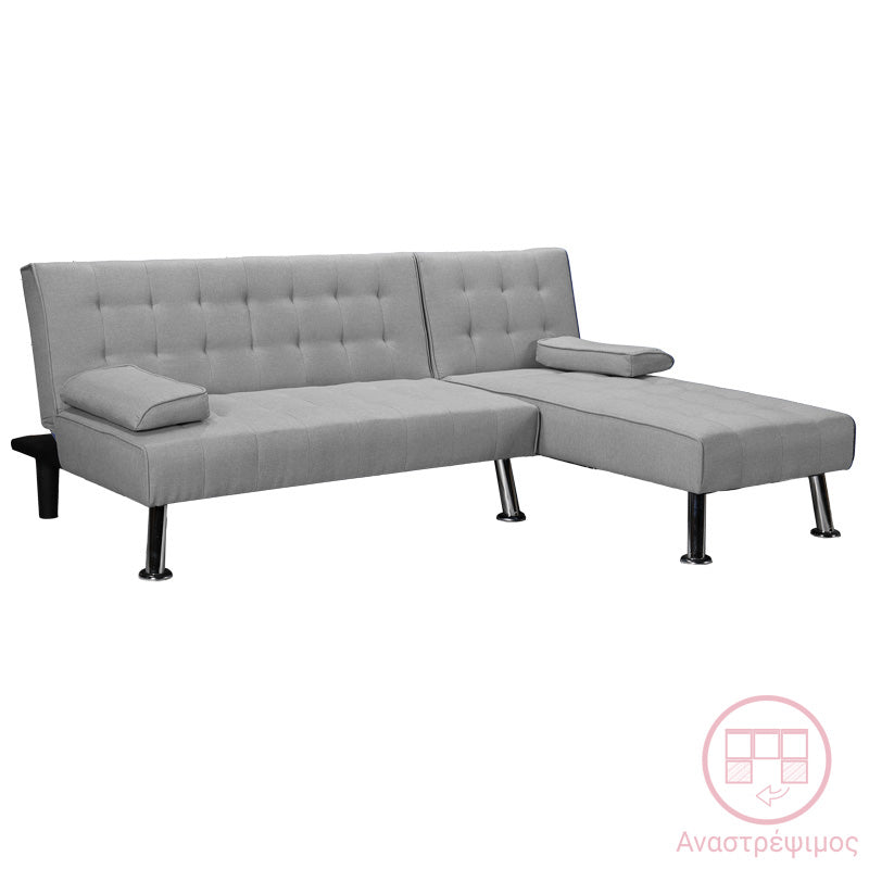 Corner sofa-bed reversible Brisk gray fabric 200x146x75cm