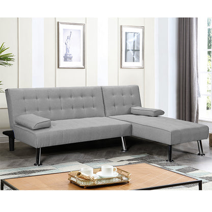 Corner sofa-bed reversible Brisk pakoworld gray fabric 200x146x75cm