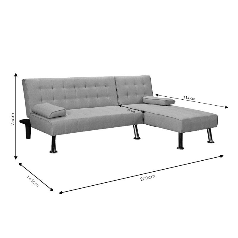 Corner sofa-bed reversible Brisk gray fabric 200x146x75cm